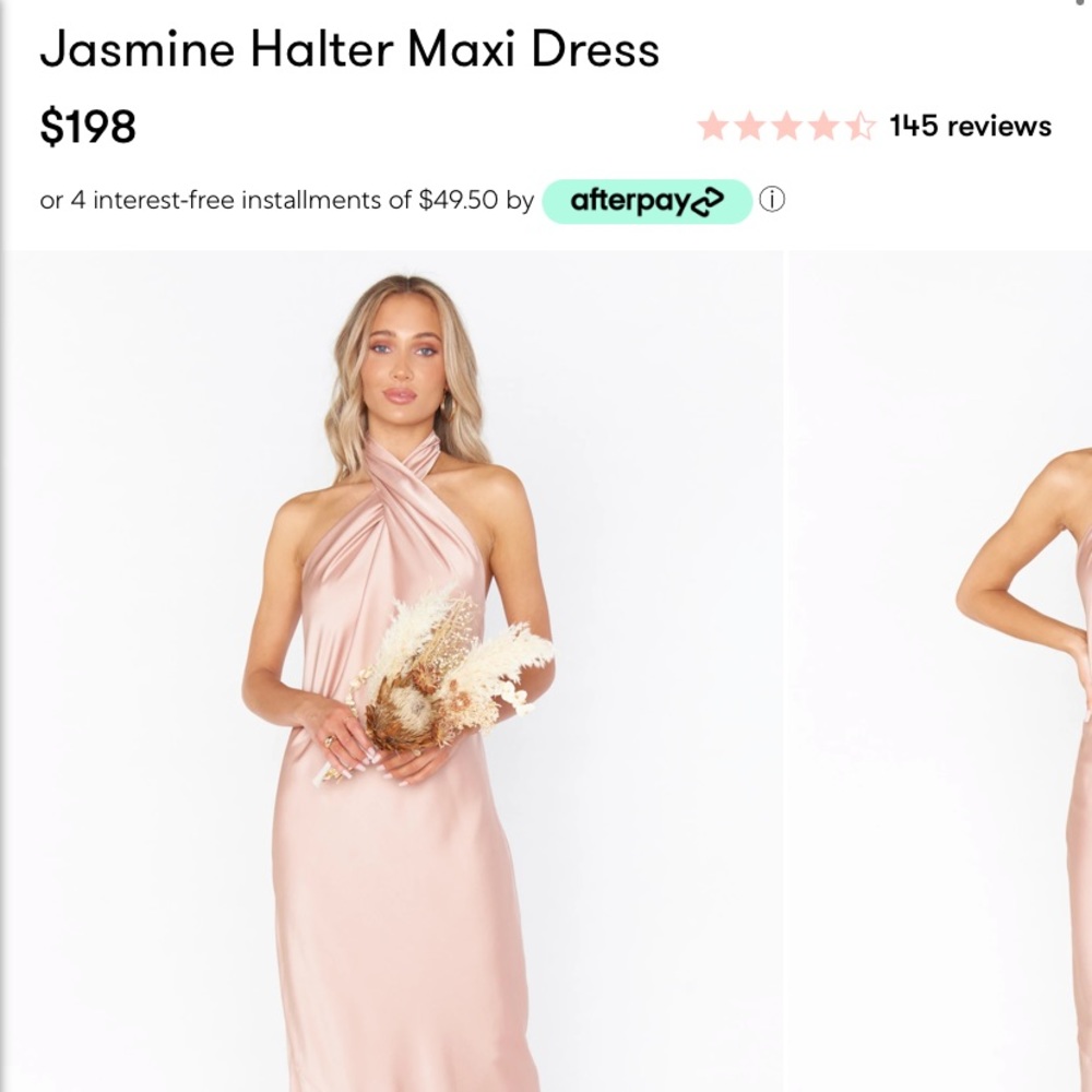 Show Me Your Mu Mu Rose Gold Jasmine Halter Maxi Dress